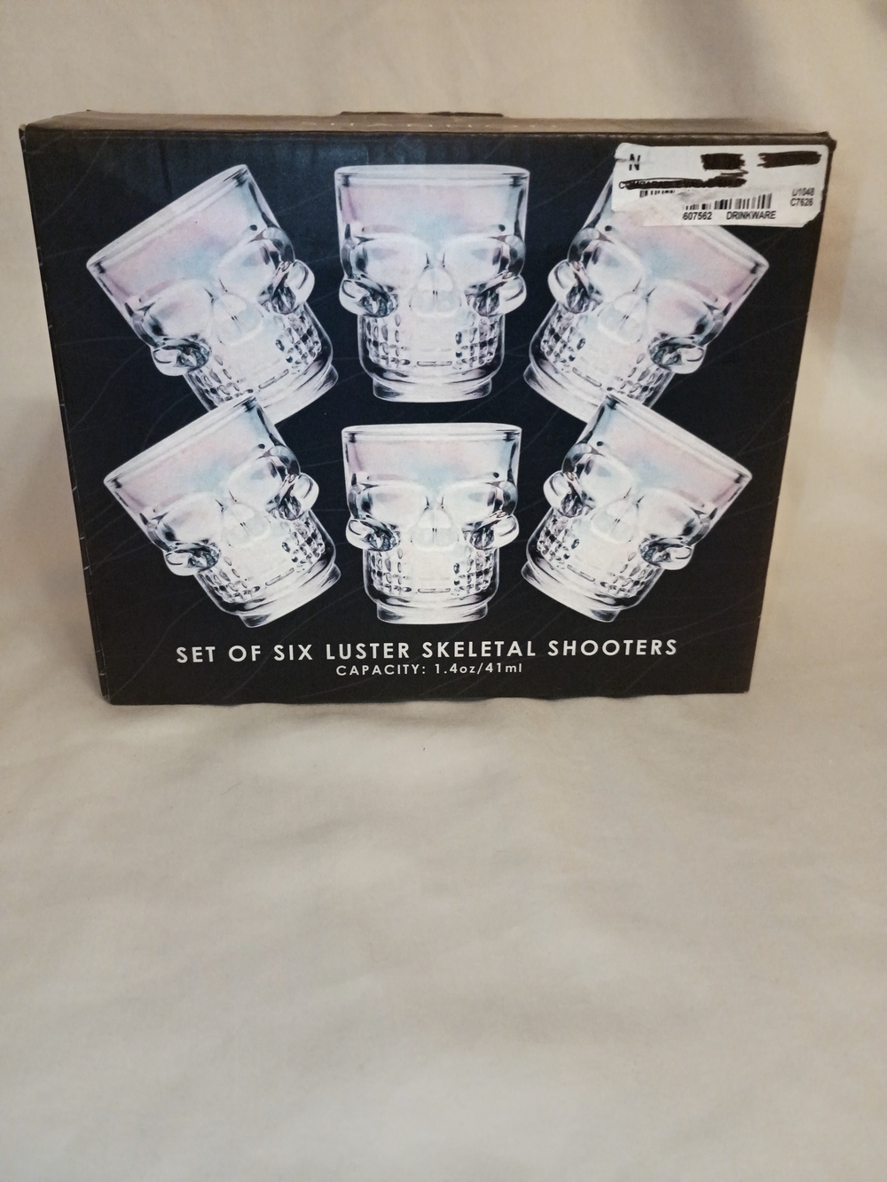 Clear Luster Skull Shot Glasses - Set of 6
